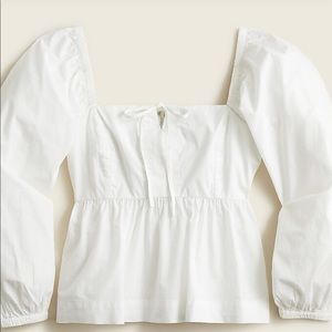 J Crew square neck poplin top, white, size 14